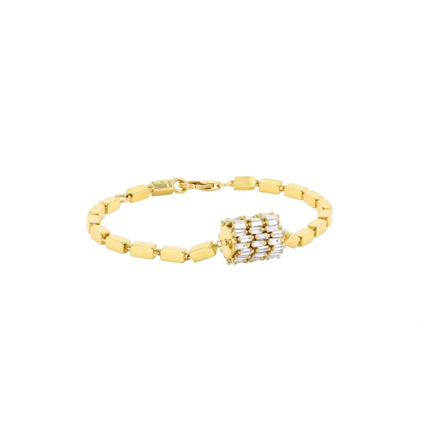 Infinite Triple Row Thick Block-Chain Bracelet in 18K Yellow Gold
