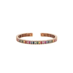 Suzanne Kalan Inlay Bangle in 18K Rose Gold, Rainbow Sapphire | Fine Bracelets | Coveti