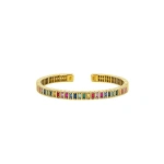 Suzanne Kalan Inlay Bangle in 18K Yellow Gold, Rainbow Sapphire | Fine Bracelets | Coveti