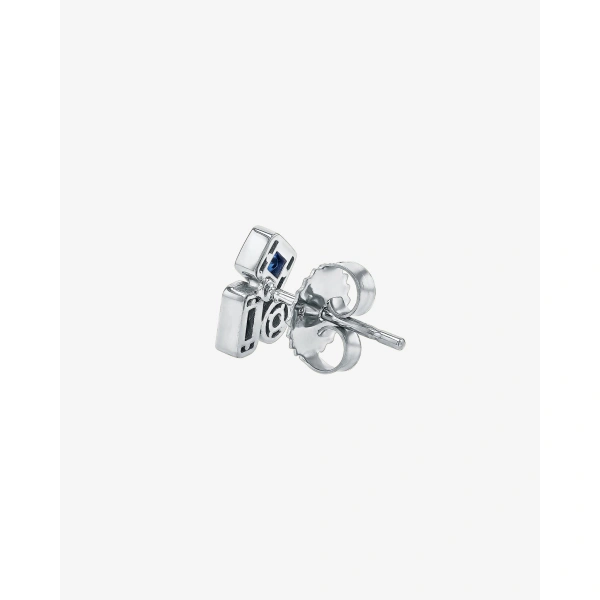 Suzanne Kalan Inlay Dark Blue Sapphire Mini Studs in 18K White Gold | Fine Earrings | Coveti