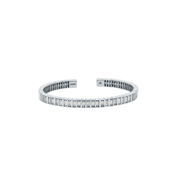 Inlay Diamond Bangle in 18K White Gold