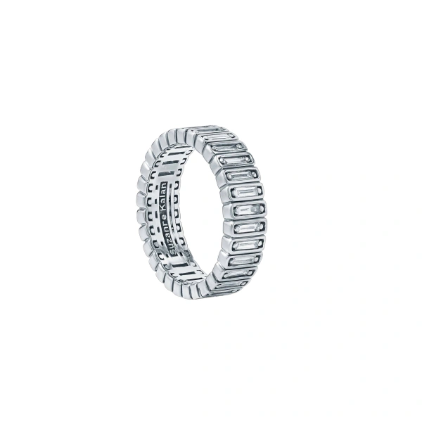 Inlay Diamond Eternity Band in 18K White Gold