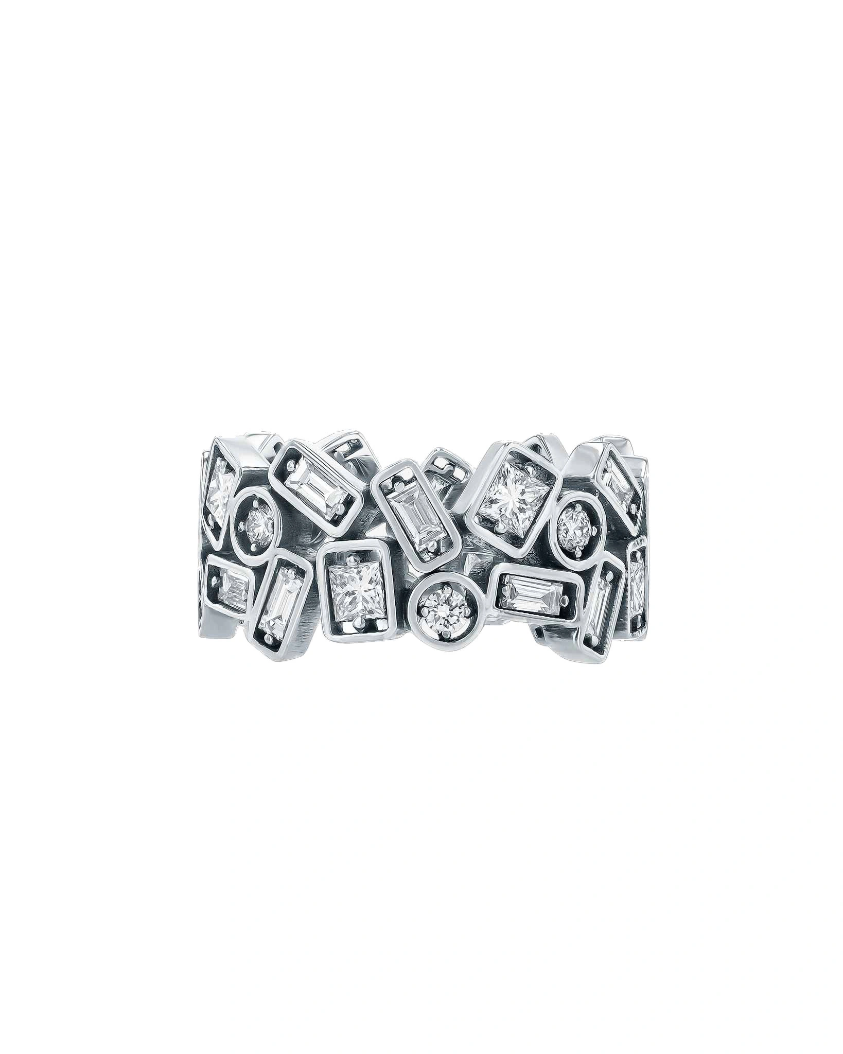 Suzanne Kalan Inlay Double Row Diamond Eternity Band in 18K White Gold Suzanne Kalan Inlay Double Row Diamond Eternity Band in 18K White Gold | Fine Rings | Coveti