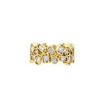 Suzanne Kalan Inlay Double Row Diamond Eternity Band in 18K Yellow Gold | Fine Rings | Coveti