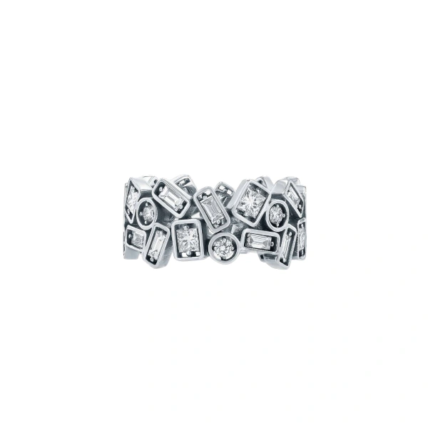 Inlay Double Row Eternity Band in 18K White Gold
