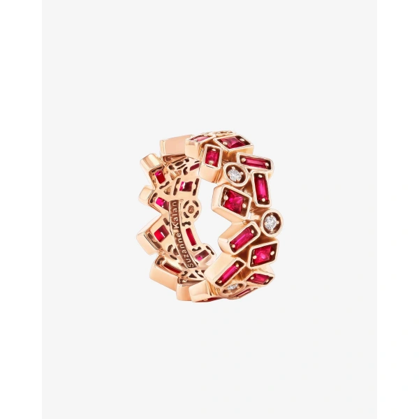 Suzanne Kalan Inlay Double Row Ruby Eternity Band in 18K Rose Gold | Fine Rings | Coveti