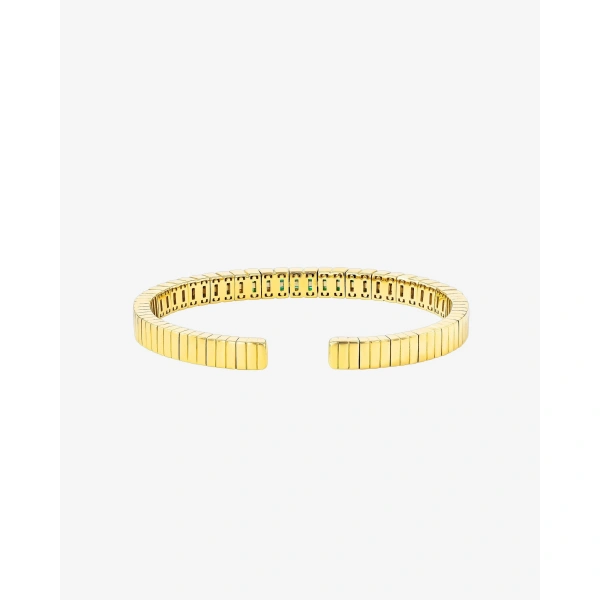 Suzanne Kalan Inlay Emerald Bangle in 18K Yellow Gold | Fine Bracelets | Coveti
