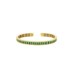 Suzanne Kalan Inlay Emerald Bangle in 18K Yellow Gold | Fine Bracelets | Coveti