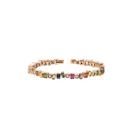 Suzanne Kalan Inlay Frenzy Bangle in 18K Rose Gold, Rainbow Sapphire | Fine Bracelets | Coveti
