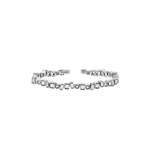 Inlay Frenzy Bangle in 18K White Gold