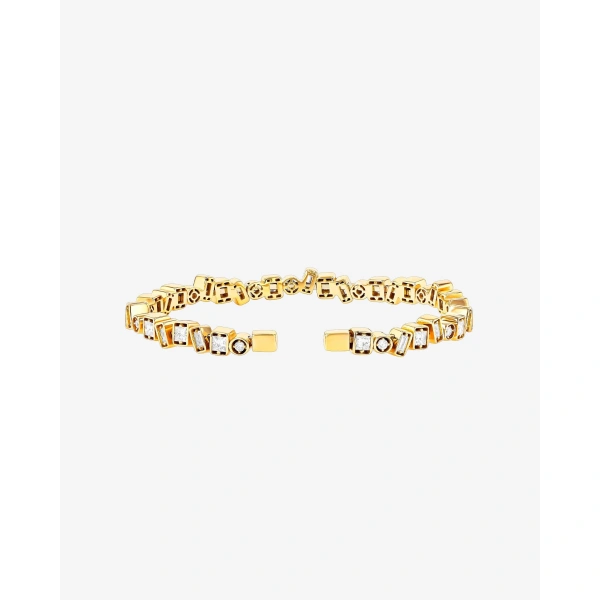 Suzanne Kalan Inlay Frenzy Diamond Bangle in 18K Yellow Gold | Fine Bracelets | Coveti