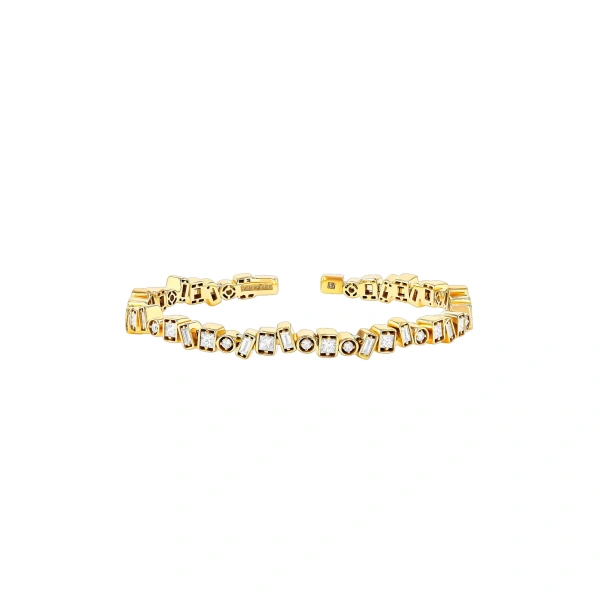 Suzanne Kalan Inlay Frenzy Diamond Bangle in 18K Yellow Gold | Fine Bracelets | Coveti