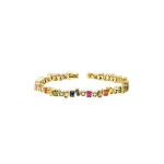 Suzanne Kalan Inlay Frenzy Rainbow Sapphire Bangle in 18K Yellow Gold | Fine Bracelets | Coveti