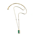 Suzanne Kalan Inlay Gemstone & Diamond Medium Necklace in 18K Yellow Gold, Green Malachite | Fine Necklaces | Coveti
