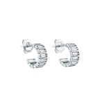Suzanne Kalan Inlay Horizontal Diamond Mini Hoops in 18K White Gold | Fine Earrings | Coveti