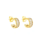 Suzanne Kalan Inlay Horizontal Diamond Mini Hoops in 18K Yellow Gold | Fine Earrings | Coveti
