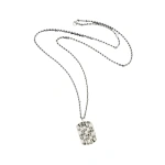 Suzanne Kalan Inlay Large Dog Tag Necklace in 18K White Gold | Fine Necklaces | Coveti
