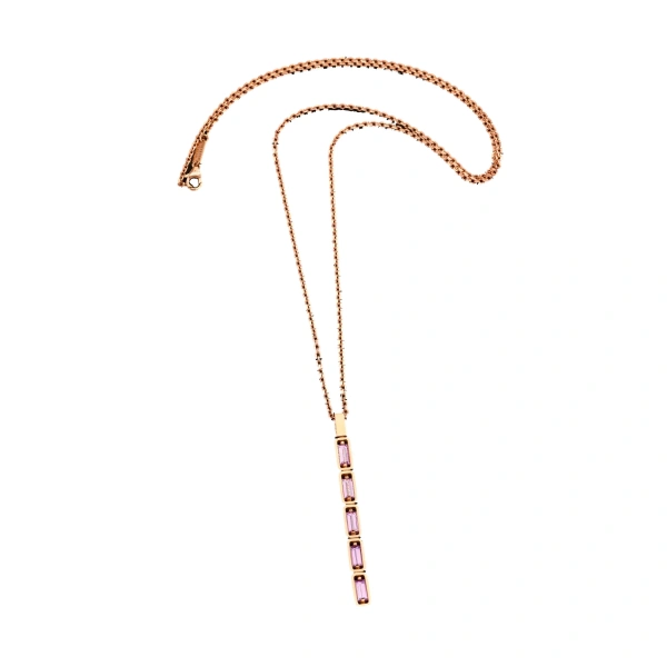 Inlay Large Totem Necklace in 18K Rose Gold, Pink Sapphire
