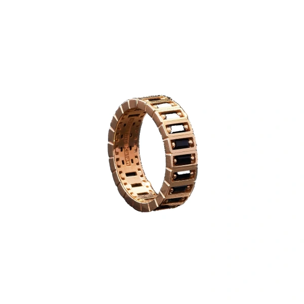 Inlay Large Vertical Eternity Band in 18K Rose Gold, Black Sapphire