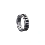 Suzanne Kalan Inlay Large Vertical Eternity Band in 18K White Gold, Black Sapphire | Fine Rings | Coveti