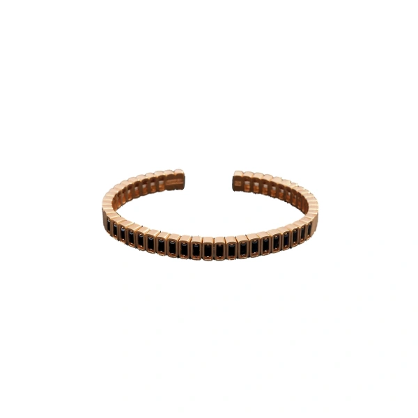 Inlay Large Vertical Gemstone Bangle in 18K Rose Gold, Black Sapphire