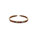 Suzanne Kalan Inlay Large Vertical Gemstone Bangle in 18K Rose Gold, Rainbow Sapphire | Fine Bracelets | Coveti
