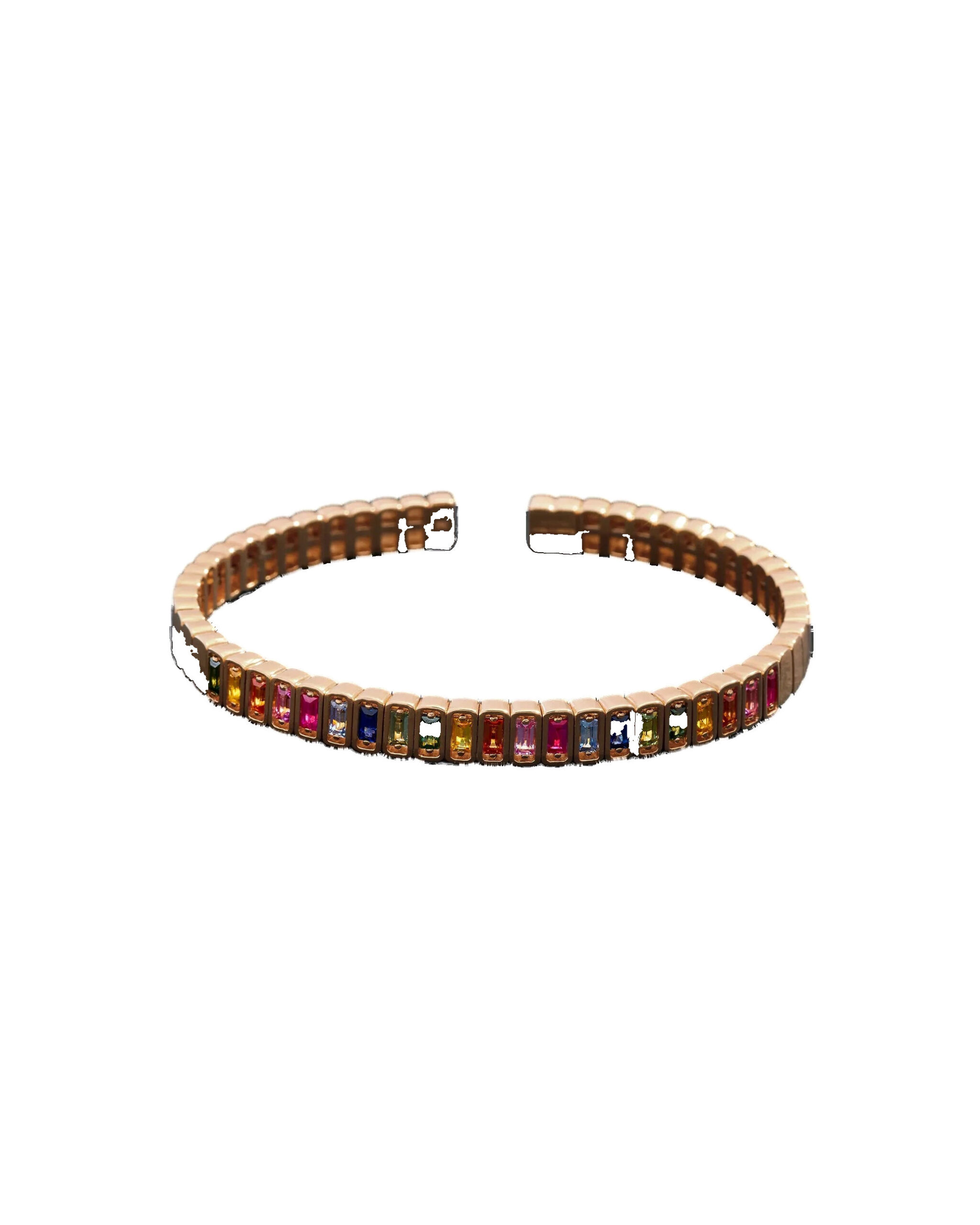 Suzanne Kalan Inlay Large Vertical Gemstone Bangle in 18K Rose Gold, Rainbow Sapphire Suzanne Kalan Inlay Large Vertical Gemstone Bangle in 18K Rose Gold, Rainbow Sapphire | Fine Bracelets | Coveti