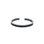 Suzanne Kalan Inlay Large Vertical Gemstone Bangle in 18K White Gold, Black Sapphire | Fine Bracelets | Coveti