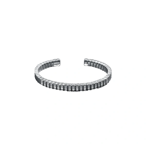 Suzanne Kalan Inlay Large Vertical Gemstone Bangle in 18K White Gold | Fine Bracelets | Coveti