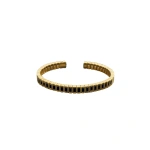 Suzanne Kalan Inlay Large Vertical Gemstone Bangle in 18K Yellow Gold, Black Sapphire | Fine Bracelets | Coveti