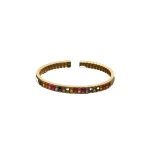 Suzanne Kalan Inlay Large Vertical Gemstone Bangle in 18K Yellow Gold, Rainbow Sapphire | Fine Bracelets | Coveti