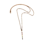 Suzanne Kalan Inlay Medium Totem Necklace in 18K Rose Gold, Rainbow Sapphire | Fine Necklaces | Coveti