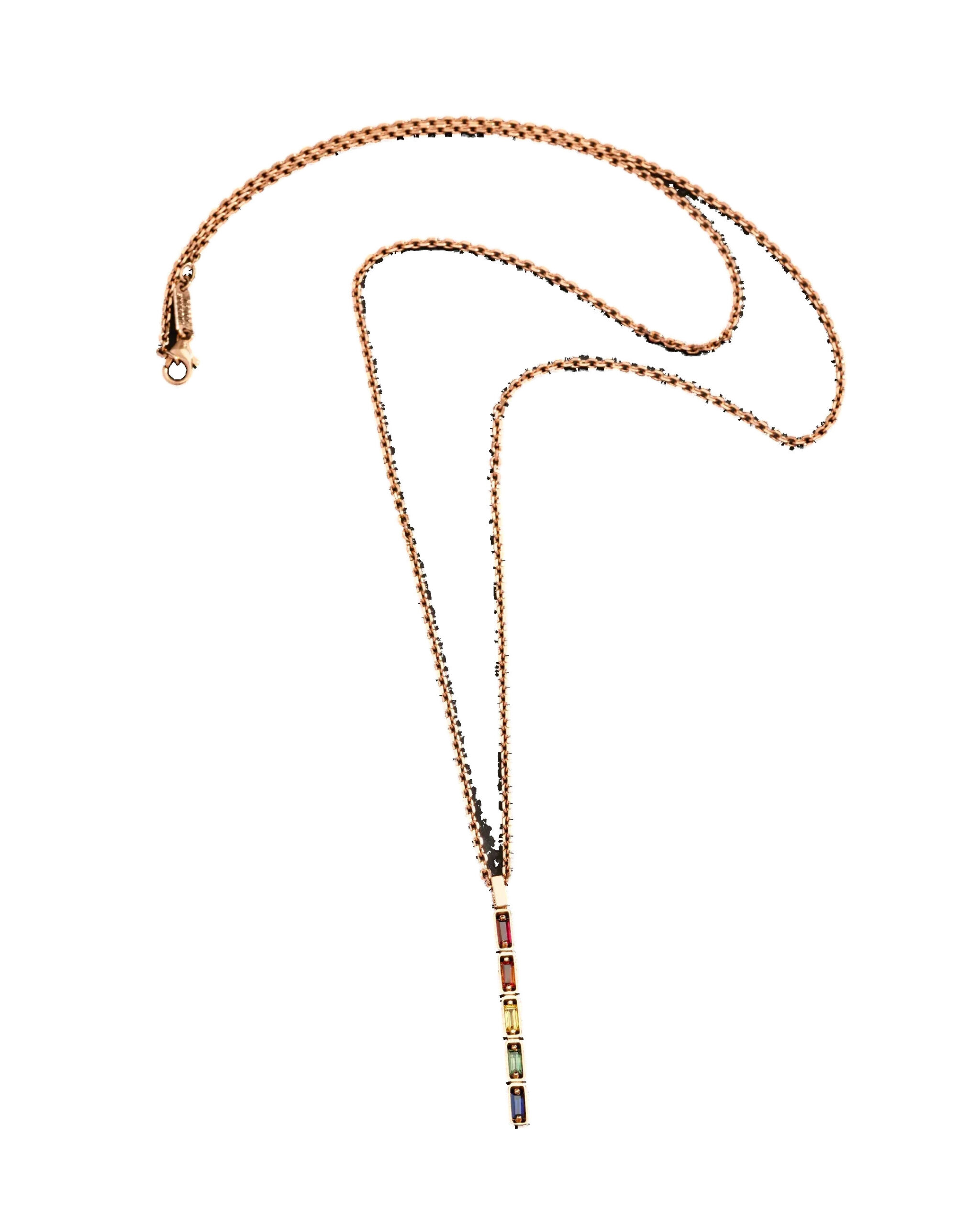 Suzanne Kalan Inlay Medium Totem Necklace in 18K Rose Gold, Rainbow Sapphire Suzanne Kalan Inlay Medium Totem Necklace in 18K Rose Gold, Rainbow Sapphire | Fine Necklaces | Coveti