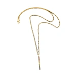Suzanne Kalan Inlay Medium Totem Necklace in 18K Yellow Gold, Rainbow Sapphire | Fine Necklaces | Coveti