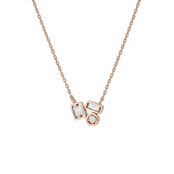 Suzanne Kalan Inlay Mini Diamond Pendant in 18K Rose Gold | Fine Necklaces | Coveti