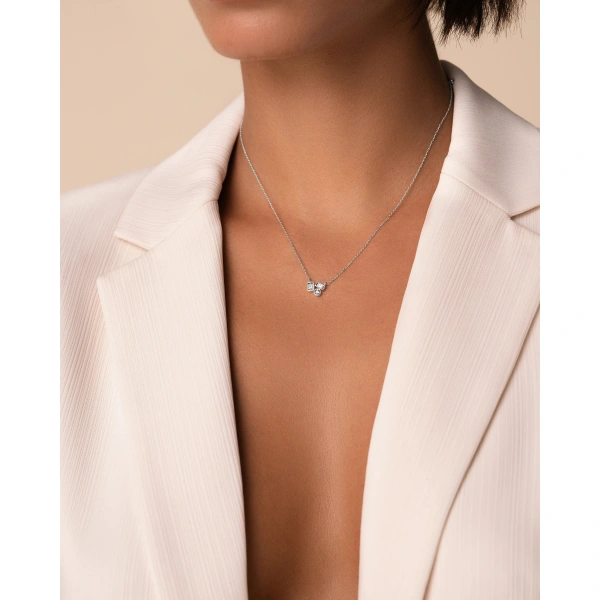 Suzanne Kalan Inlay Mini Diamond Pendant in 18K White Gold | Fine Necklaces | Coveti