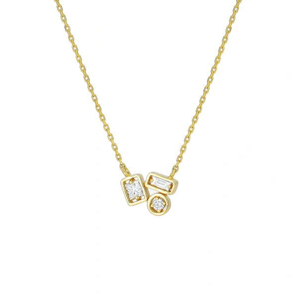 Inlay Mini Diamond Pendant in 18K Yellow Gold