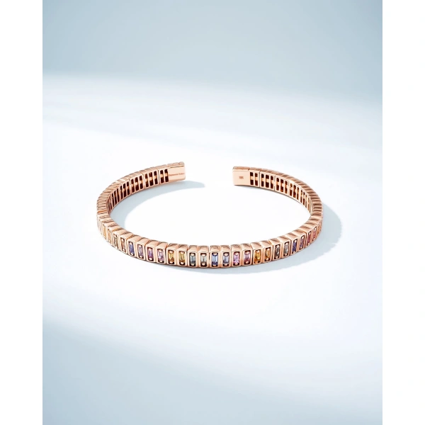 Suzanne Kalan Inlay Pastel Sapphire Bangle in 18K Rose Gold | Fine Bracelets | Coveti