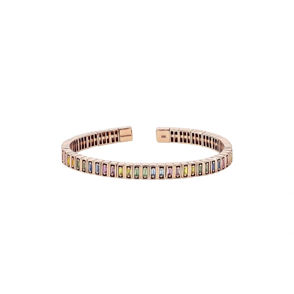 Inlay Pastel Sapphire Bangle in 18K Rose Gold