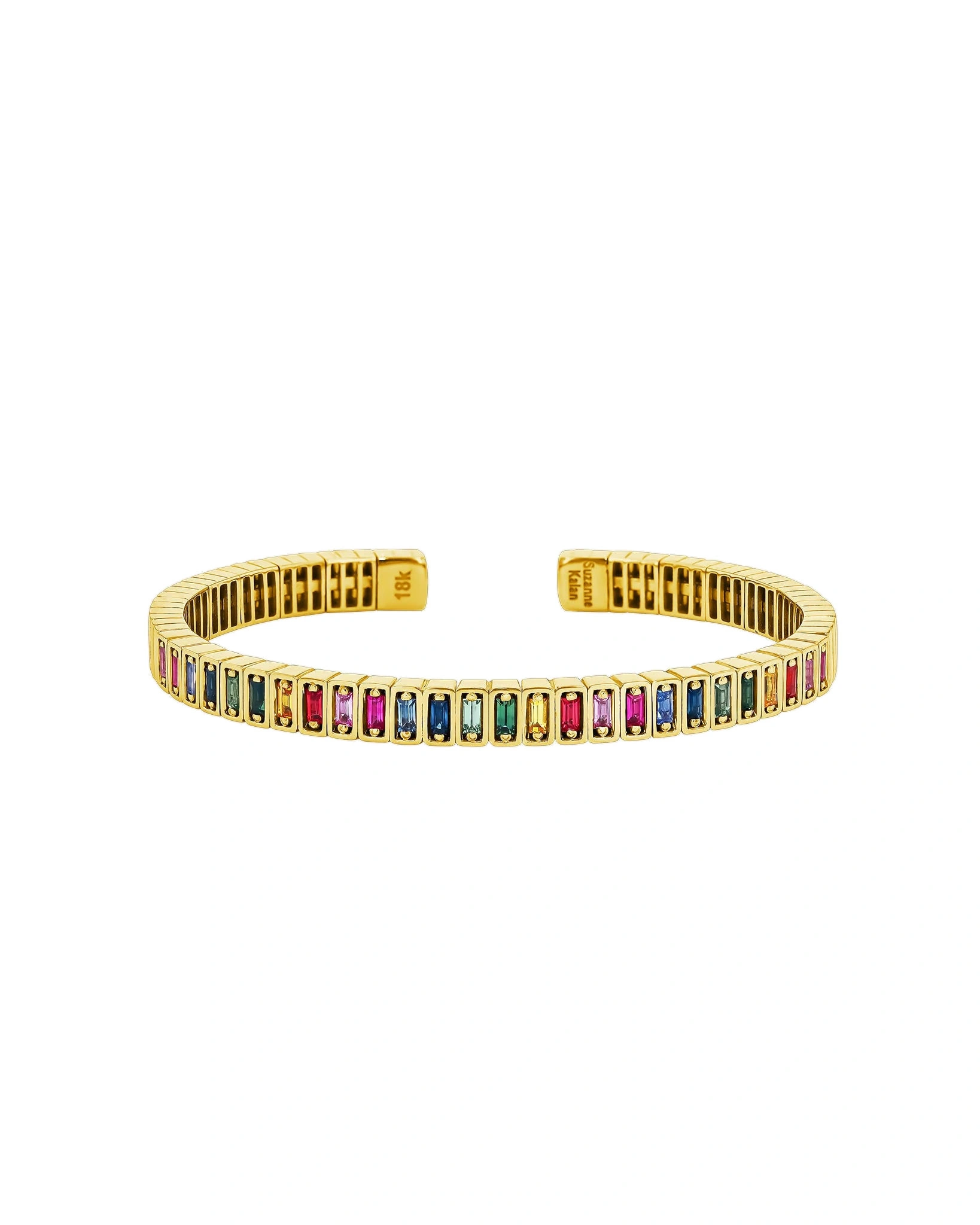 Suzanne Kalan Inlay Rainbow Sapphire Bangle in 18K Yellow Gold Suzanne Kalan Inlay Rainbow Sapphire Bangle in 18K Yellow Gold | Fine Bracelets | Coveti