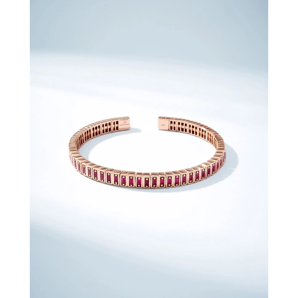 Suzanne Kalan Inlay Ruby Bangle in 18K Rose Gold | Fine Bracelets | Coveti