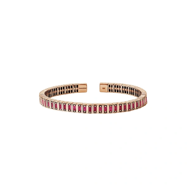 Inlay Ruby Bangle in 18K Rose Gold
