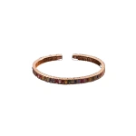 Suzanne Kalan Inlay Small Vertical Gemstone Bangle in 18K Rose Gold, Rainbow Sapphire | Fine Bracelets | Coveti