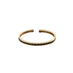 Suzanne Kalan Inlay Small Vertical Gemstone Bangle in 18K Yellow Gold, Black Sapphire | Fine Bracelets | Coveti
