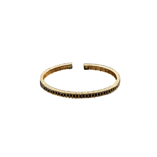 Inlay Small Vertical Gemstone Bangle in 18K Yellow Gold, Black Sapphire