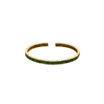 Suzanne Kalan Inlay Small Vertical Gemstone Bangle in 18K Yellow Gold, Emerald | Fine Bracelets | Coveti