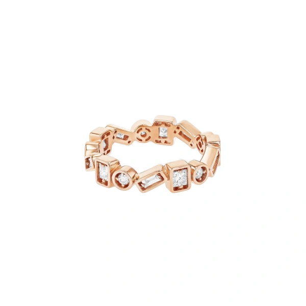 Suzanne Kalan Inlay ZigZag Diamond Eternity Band in 18K Rose Gold | Fine Rings | Coveti