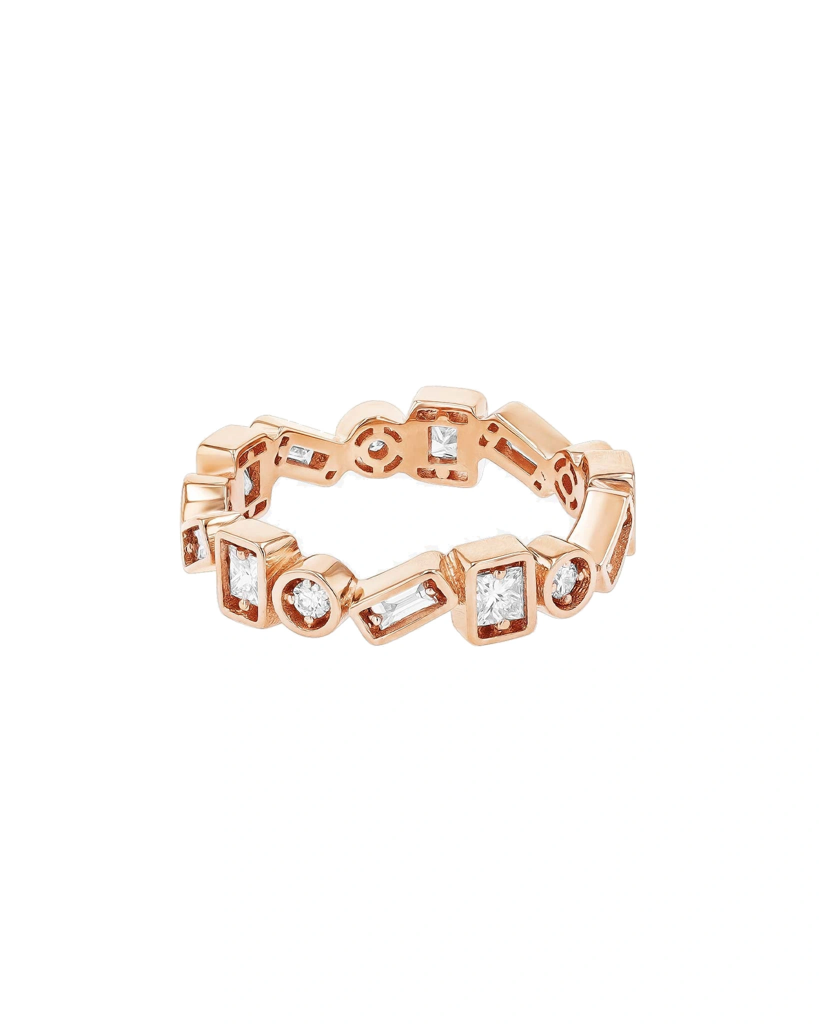 Suzanne Kalan Inlay ZigZag Diamond Eternity Band in 18K Rose Gold Suzanne Kalan Inlay ZigZag Diamond Eternity Band in 18K Rose Gold | Fine Rings | Coveti