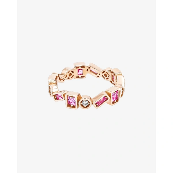 Suzanne Kalan Inlay ZigZag Pink Sapphire Eternity Band in 18K Rose Gold | Fine Rings | Coveti