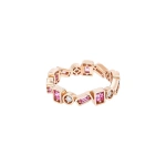 Suzanne Kalan Inlay ZigZag Pink Sapphire Eternity Band in 18K Rose Gold | Fine Rings | Coveti